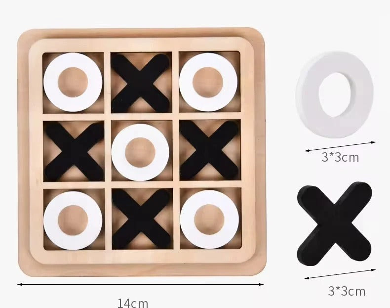 Wooden XO Tic-Tac-Toe Game – Classic Strategy Board Toy for Kids