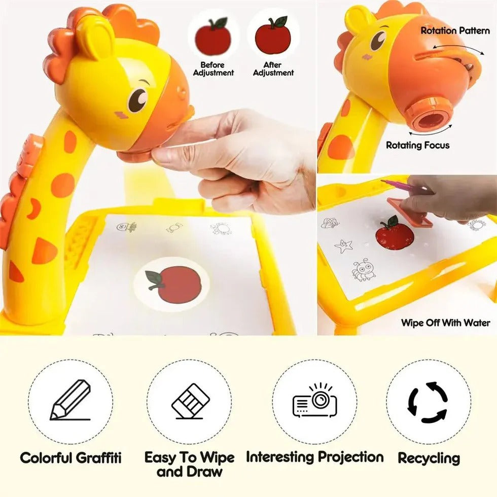 3-in-1 Giraffe LED Projector Drawing Table – Creative Learning Toy for Kids
