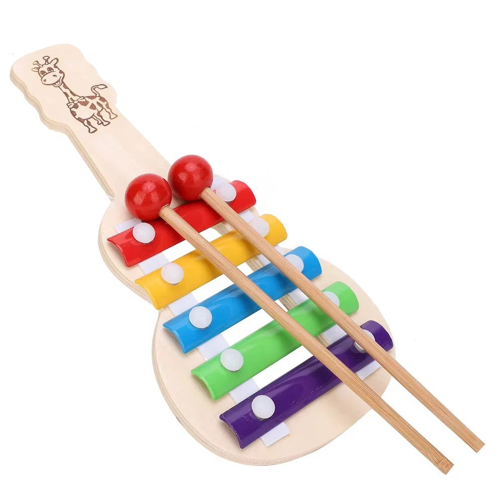 Guitar-Shaped Musical Xylophone Toy for Kids – Wooden & Metal Piano