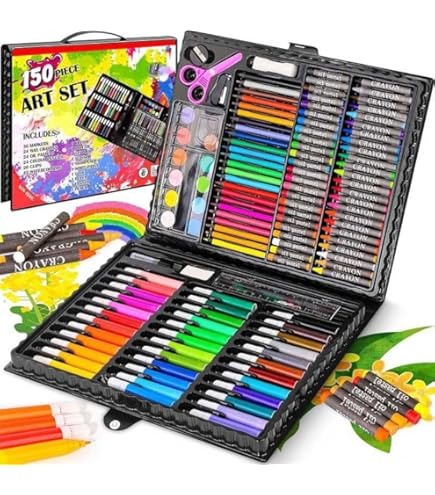 150-Piece Deluxe Art Set for Kids & Art Students – Complete Drawing & Coloring Kit