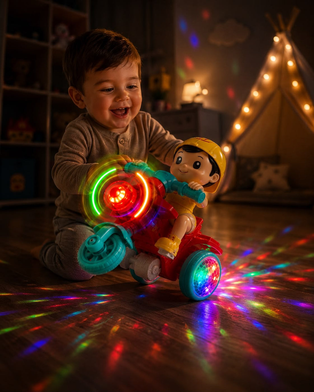 Turbo Spin Rider Tricycle Toy with LED Lights & Musical Effects
