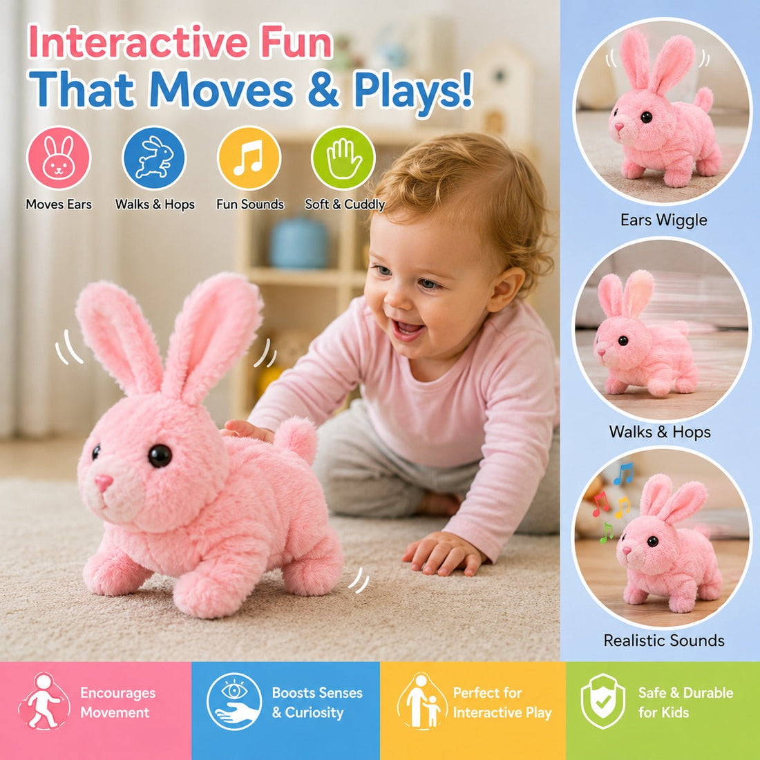 Walking Bunny Rabbit Toy with Sound – Interactive Plush Toy for Kids