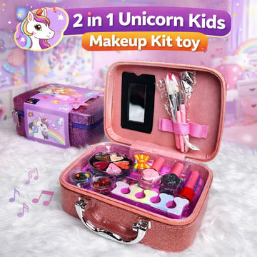 2-in-1 Unicorn Kids Makeup Kit – Washable Cosmetic Play Set