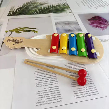 Guitar-Shaped Musical Xylophone Toy for Kids – Wooden & Metal Piano