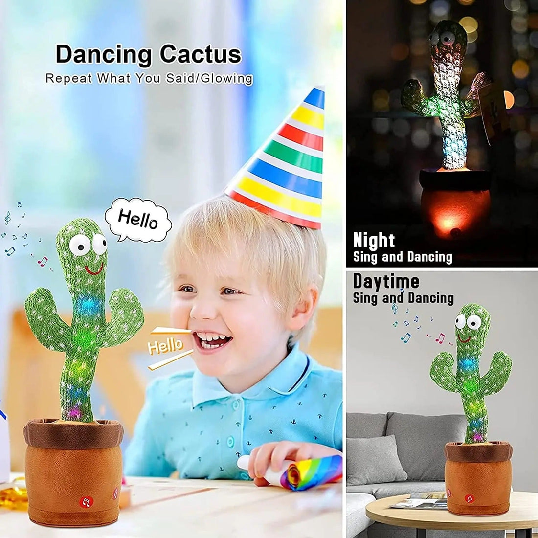 Interactive Dancing Cactus Toy – Rechargeable Talking & Singing Fun for Kids