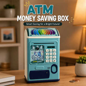 Kids Smart ATM Money Saving Bank with Password Lock & Cash Deposit