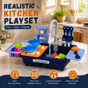 Realistic Kitchen & Sink Playset – Interactive Pretend-Play Kitchen