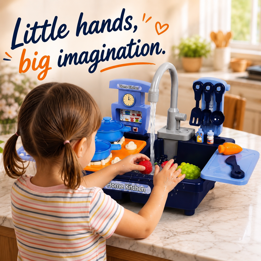 Realistic Kitchen & Sink Playset – Interactive Pretend-Play Kitchen