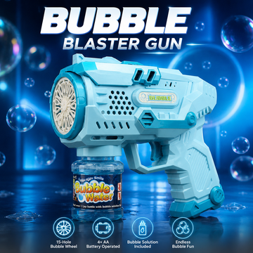 Bubble Blaster Gun – 15-Hole Bubble Wheel Toy