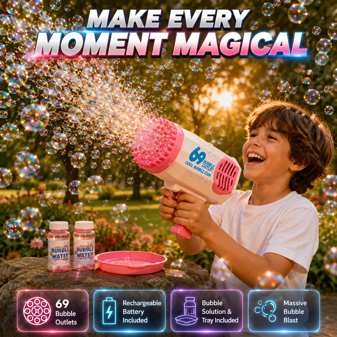 Bubble Blast Bazooka – 69-Outlet Bubble Blaster