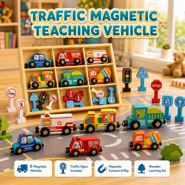 Magnetic Traffic Town – Wooden Traffic Learning Set