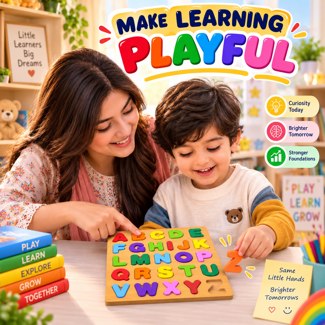 Wooden ABC Alphabet Set for Kids – Capital Letter Learning Board