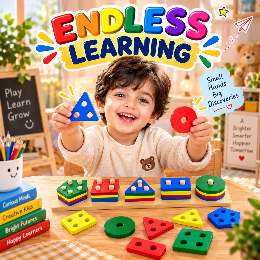 Shape Explorer Board – Interactive Wooden Shape Learning Toy